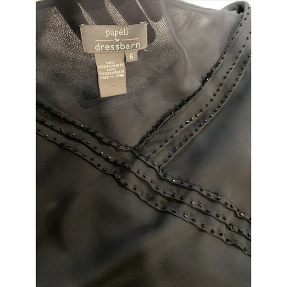 Women's Asymmetric Beaded Black Flutter Sleeve Handkerchief Maxi Dress‎ Sz 6 - Picture 5 of 12